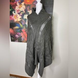 All Saints Green Royal Baby Alpaca Loose Knit Slouchy Oversized Poncho Sweater S